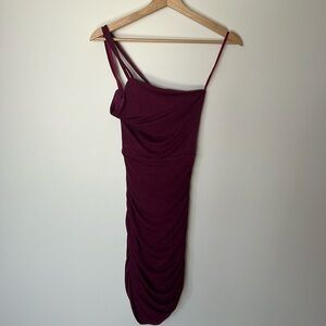 Windsor | XS Plum One-Shoulder Ruched Bodycon Dress